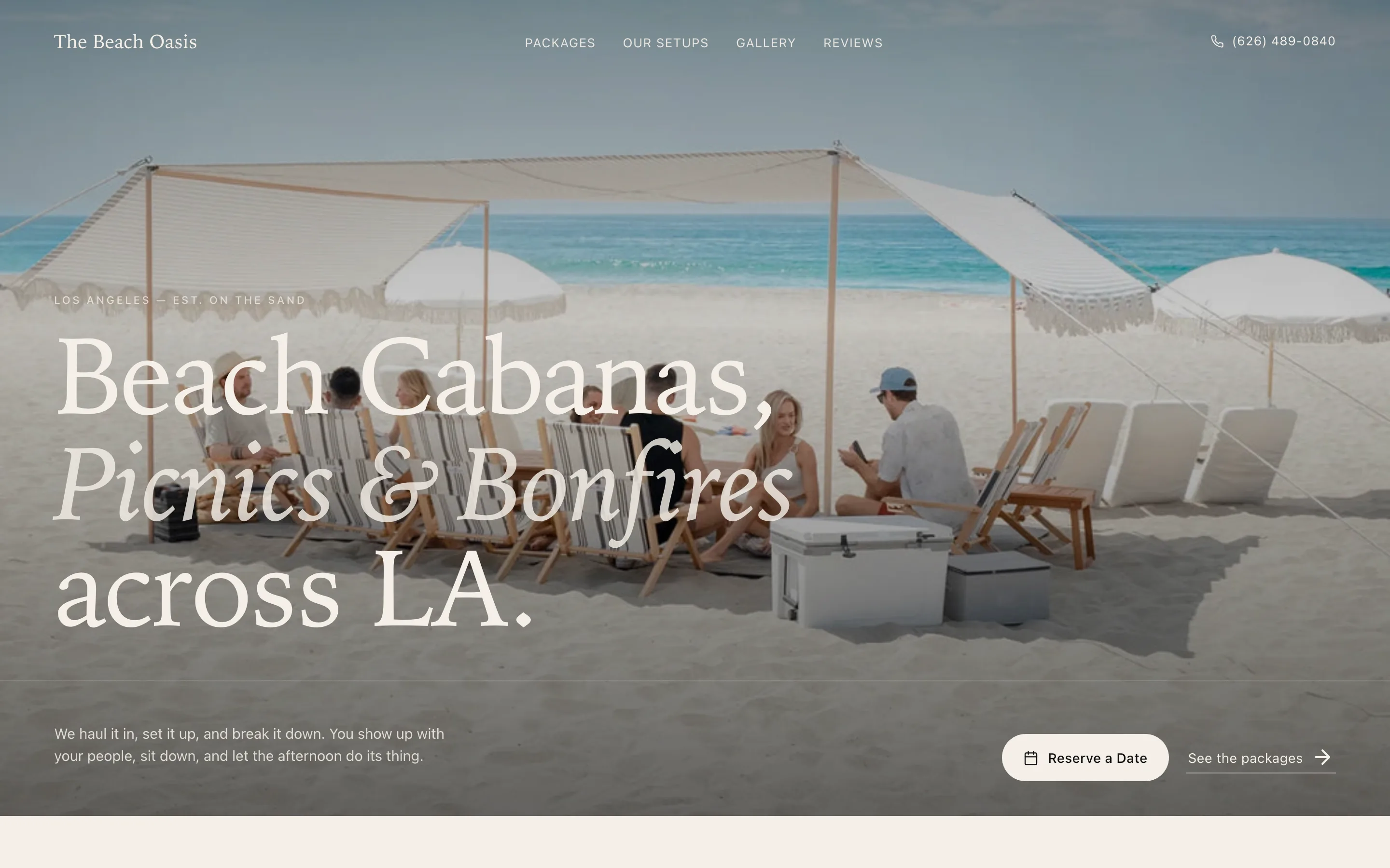 The Beach Oasis preview homepage screenshot
